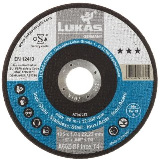TARCZA PŁASKA T1A 125*1.0*22 A60Z-BF PROGRES INOX HCS ROTTLUFF