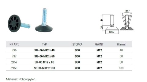 STOPKA REGULACYJNA PRZEGUBOWA SR 06 FI 50 M12*60 797 UN