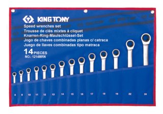 ZESTAW KLUCZY PŁASKO-OCZKOWYCH Z GRZECHOTKĄ JEDNOKIER. 14CZ. KING TONY