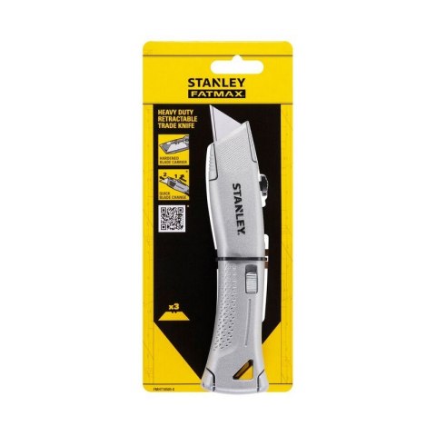 NÓŻ HEAVY DUTY OSTRZE TRAPEZ CHOWANE METALOWY SREBRNY STANLEY