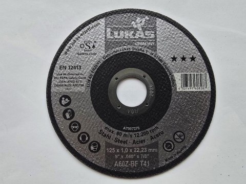 TARCZA PŁASKA T1A 125*1.0*22,23 A60Z-BF STEEL ROTTLUFF