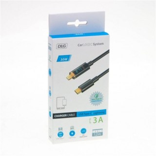 KABEL USB C - IPHONE LIGHTNING 3A 1.2M WYŚWIETLACZ LED DLG