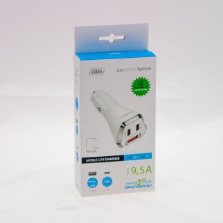 ŁADOWARKA SAMOCHODOWA 12V 9.5 A 1*USB A + 2*USB C 25W DLG