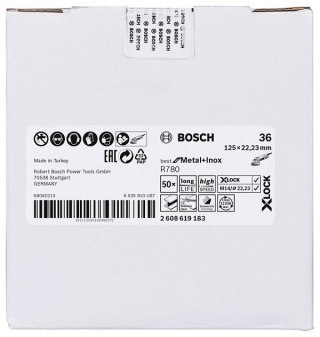 KRĄŻEK FIBROWY X-LOCK R780 GR. 36 125MM INOX BOSCH