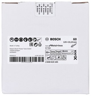 KRĄŻEK FIBROWY X-LOCK R780 GR. 60 125MM INOX BOSCH