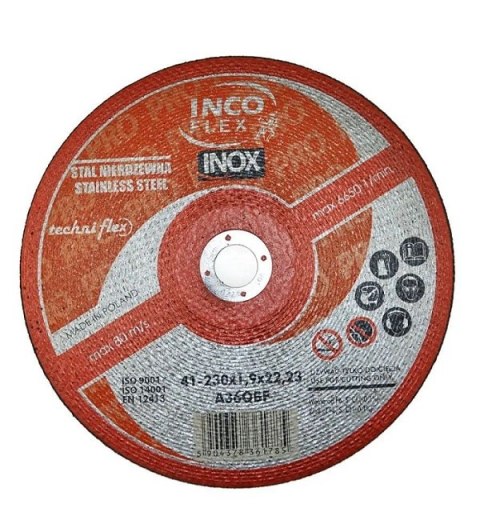 TARCZA PŁASKA INOX-PRO T1A 230*1.9*22 A36QBF TECHNIFLEX