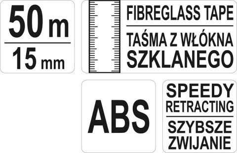 MIARA STALOWA GEODEZYJNA 50M Z WŁÓKNA SZKLANEGO YATO
