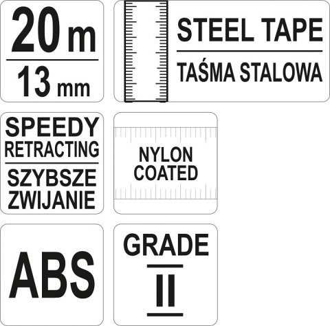 TAŚMA MIERNICZA STALOWA 20M YATO