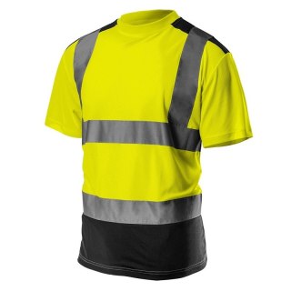 KOSZULKA T-SHIRT OSTRZEGAWCZY CIEMNY DÓŁ ŻÓŁTY S NEO