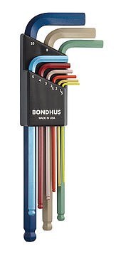 ZESTAW IMBUSÓW DŁUGICH Z KULKĄ 1.5-10MM, KOLOR, 9SZT. BONDHUS