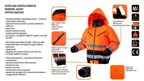 KURTKA ROBOCZA OSTRZEGAWCZA OCIEPLANA POMARAŃCZOWA ROZMIAR L NEO