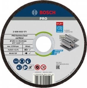 TARCZA PŁASKA INOX T1A 125*1.0*22 INOX AND METAL BOSCH
