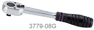 GRZECHOTKA 3/8 200MM 32 ZĘBY CHROM, UCHWYT GUMOWY, BLOKADA KING TONY