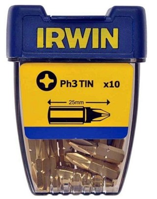 GROT, BIT TYPU PHILLIPS TIN-TYTANOWY 1/4' 25MM 10SZT. PH3 IRWIN