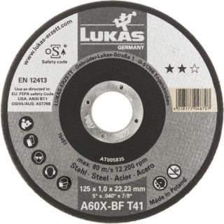 TARCZA PŁASKA T1A 125*1.0*22 A60X-BF PROMAX BEST LIFE ROTTLUFF