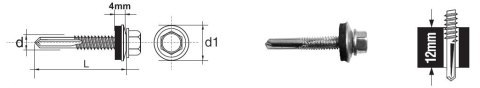 WKRĘT SAMOWIERTNY Z ŁBEM 6-KĄTNYM HWH 5.5*75MM Z EPDM 16MM UN