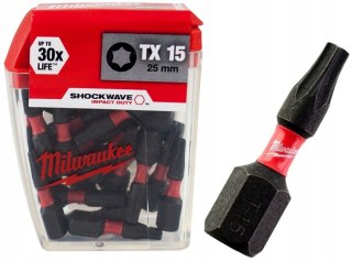 BIT, GROT, KOŃCÓWKA TORX TX15 25MM 25 SZT. MILWAUKEE