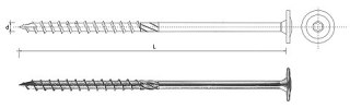 WKRĘT DO DREWNA Z KOŁNIERZEM NA TORX OCYNKOWANY 10*300MM T40 UN